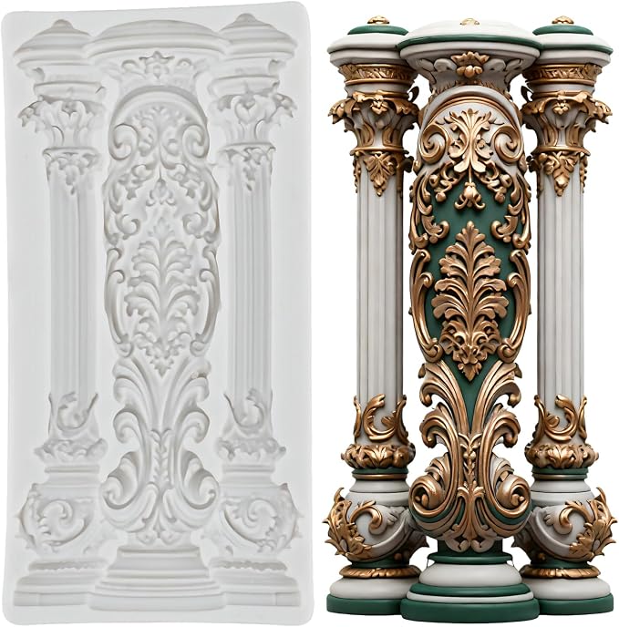 European Style Roman Columns Polymer Clay Mold Baroque Relief Pillars Silicone Molds for DIY Crafts Epoxy Resin Casting Air Dry Polymer Clay Jewelry Making Craft Tools
