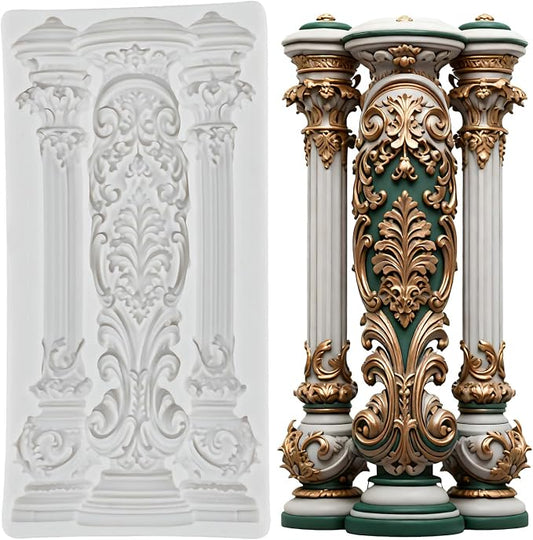 European Style Roman Columns Polymer Clay Mold Baroque Relief Pillars Silicone Molds for DIY Crafts Epoxy Resin Casting Air Dry Polymer Clay Jewelry Making Craft Tools