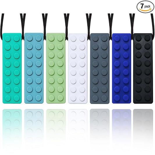 Chew Necklaces for Sensory Kids, 7 Pack Chewy Necklace Sensory Toys for Kids with Autism, Anxiety, ADHD, SPD, Silicone Chew Toys for Boys Girls Adults Chewing Biting Fidgeting