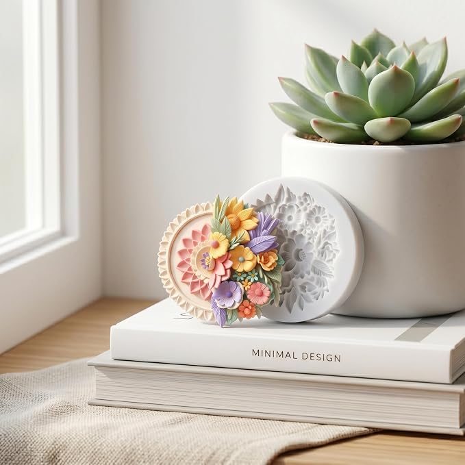 Baroque Flower Frame Polymer Clay Molds Baroque Relief Frame Silicone Mold for Epoxy Resin Casting DIY Crafts Air Dry Polymer Crafts Supplies Clay Tools