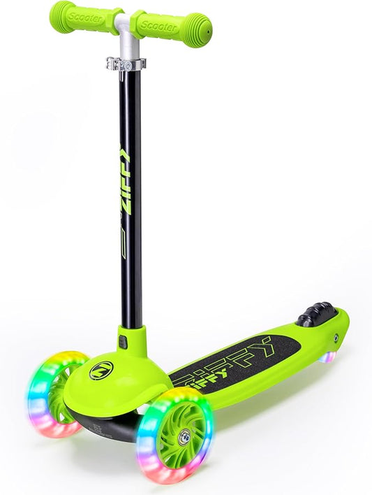 JOVA ZIFFY Multicolor 3 Wheel Scooter for Kids 3-5, Toddler Kick Scooters with LED Light-Up Wheels for Boys and Girls, 5 Adjustable Height and Lean-to-Steer Design, Support up to 110 lbs
