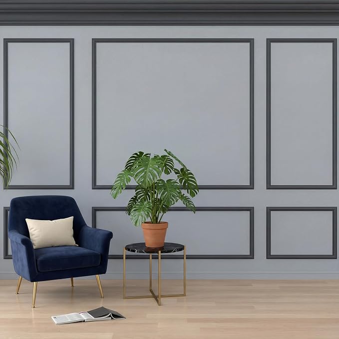 Pangda Peel and Stick Wall Molding Kit, 3D Premade Accent Molding Wainscoting Panel for Interior Wall Moulding Decor, Ready to Assemble Wainscoting Accent Panel (3 Set,23x56 in+48x56 in+23x56 in)
