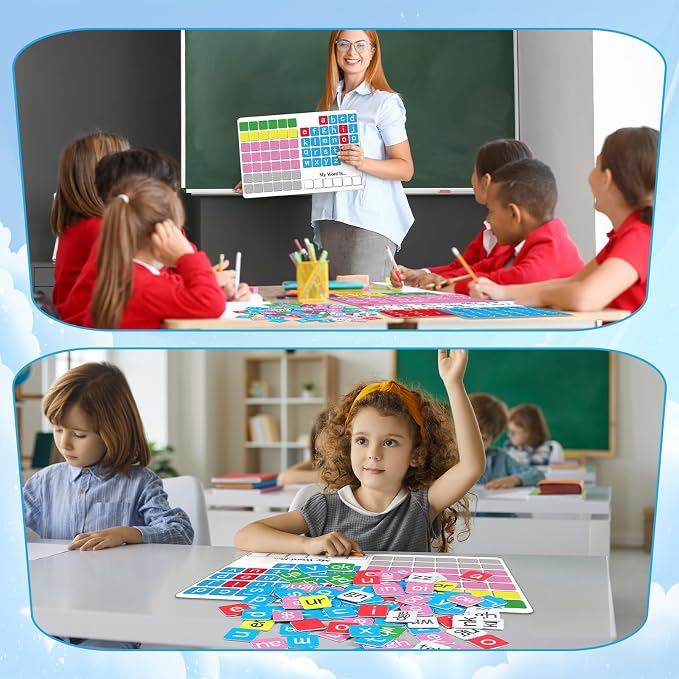Ireer 1 Set Phonics Magnetic Letter Tiles Set Spelling Reading Games Board Manipulative Phonemic Awareness Sentence Building Alphabet ABC Fridge Magnets Homeschool Classroom Learning Activity