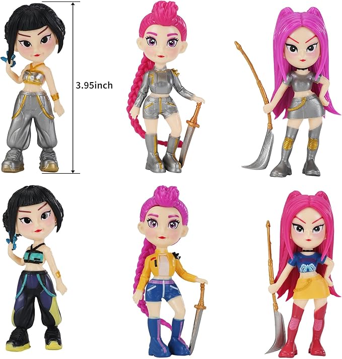 6Pcs Demon Hunters Toys Dolls, 3.94 Inch PVC Action Figure Set, Collectible Figure for Fans with Gift Box, Gift for Anime & K-pop Lovers Game
