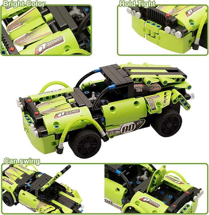 GAMZOO STEM Building Toys for Kids with 2-in-1 Remote Control Racer Snap Together Engineering Kits Early Learning Racecar Building Blocks - Best Gift for 6 7 8 9＋Year Old Boys and Girls