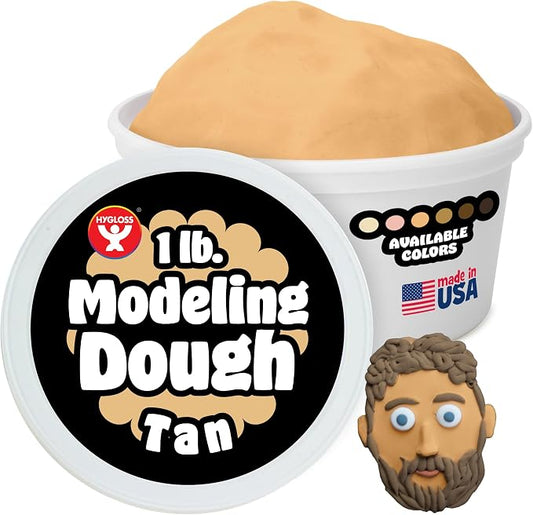 Hygloss Play Modeling Dough for Kids – Multicultural Skin Tones – Safe & Non-Toxic Sensory Dough for Arts & Crafts – Play Clay for Toddler Activities, Preschool Classroom Must-Haves (1 lb, Tan)