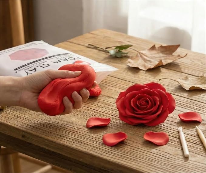 BOHS Red Modeling Foam Clay - 1.1 Lbs, Squishy,Soft, Air Dry -for Flower Mirror,Cosplay,Fake Bake, Slime Supplies-500g