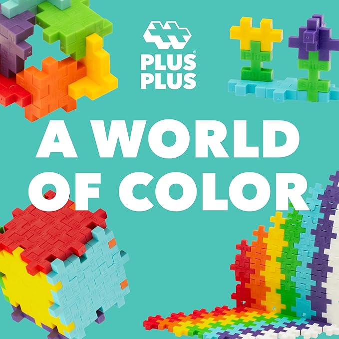 PLUS PLUS Rainbow Mix Tube - Mini Interlocking Building Blocks Set, Stem Toys for Kids - Sensory Bin Fillers/Math Manipulatives Classroom Must Haves Gifts for Boys & Girls
