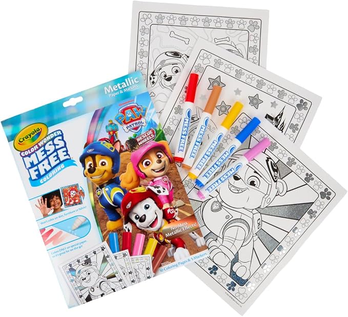 Crayola PAW Patrol Color Wonder Mess Free Coloring Set, Metallic Markers & Paper, PAW Patrol Toys, Toddler Coloring Kit, Travel Activity, Gift for Kids, 3+