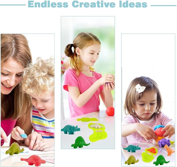 Unleash Creativity with 11 Unique Dinosaur Fossil Molds Dough Toys and 6 Unique Dino Molds Dough Toys Accessories Set Whit 5 Bright Color