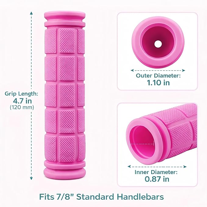 CHUNZEXI 4 PCS Bike Handlebar Grips, Rubber Bicycle Bar Grips Replacement, Non-Slip Handle Grips for Kids Bikes, Scooters, BMX, Mountain & Cruiser Bikes