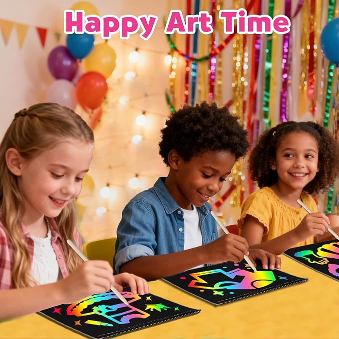 ZMLM Scratch Paper Art-Crafts Gift: 2 Pack Rainbow Notebooks Supplies Toys for 3 4 5 6 7 8 9 10 Years Old Girls and Boys Kids Easter Gifts Christmas Birthday Party Games Dress up