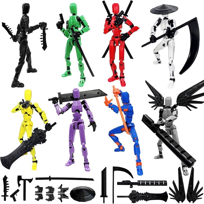 8 Packs T13 Action Figure Set (Assembly Completed), 3D Printed Multi-Jointed Movable Dummy 13，Titan13 Action Figure, Action Figure Desktop Decorations for Game Lovers Toy, Christmas Birthday Gift