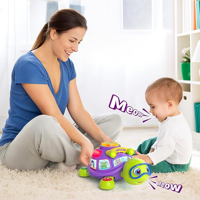 Musical Baby Toys 6-12 Months, Bilingual Educational Turtle Toys for 5 6 7 8 9 10 Months, Crawling Infants Tummy Time Toy with Light & Sound, Gifts for Baby Girl Boy 4 6 9 12 Months