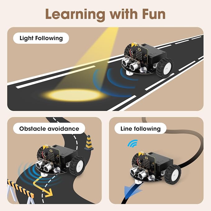 ACEBOTT Robotics for Kids Ages 8–12 12-16, Smart Robot Car Kit Compatible with BBC Micro:bit V2,STEM Toys Coding Robot Kit Compatible with LEGO,Gift for Kids and Teens(Included Micro:Bit)