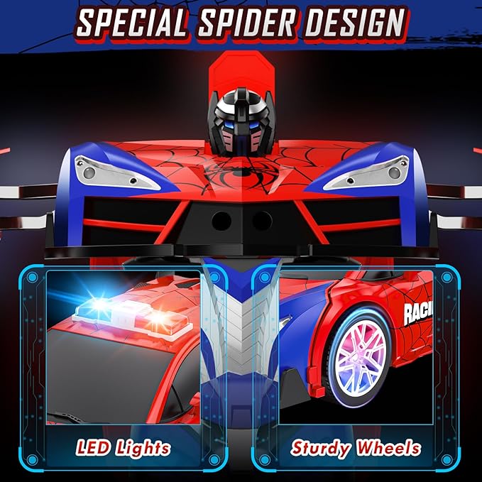 Remote Control Car, One-Button Transform Toys Car, 2.4GHz RC Cars 1:18 Scale, 360 Degree Rotation Police Car Toy Transforming into Robot Toy for Boys Girl Kids 4-7 8-12 6-8, Birthday