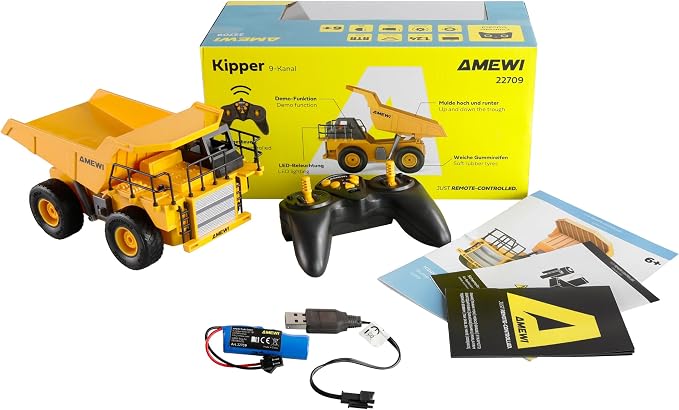 Amewi Tipper 9-Channel 1:24 RTR Remote Controlled RC Truck Construction Site Child from 6 Years