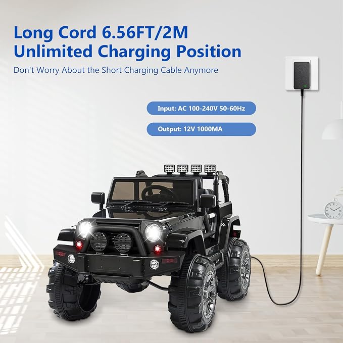 12 Volt Battery Charger for Kids ATV Ride On Toys, Fit for BMX X6, Kid TRAX GMC, Wal-Mart, Moto ATV Quad, 12v Charger Replacement Parts for Ride On Toys, Power Wheels Charger with Red Square Plug