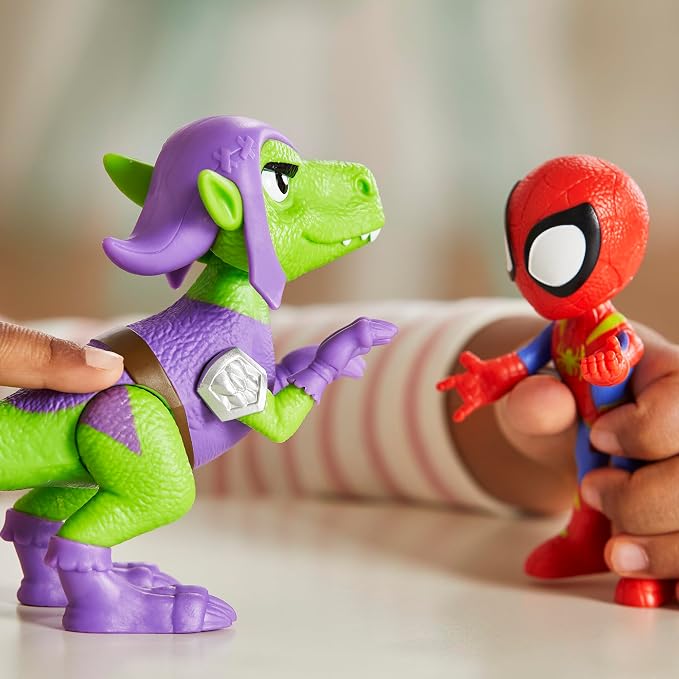 Marvel Spidey and His Amazing Friends Dino-Webs, Spidey and Goblin Raptor Action Figures Set, Super Hero Toys for Boys and Girls Ages 3 and Up