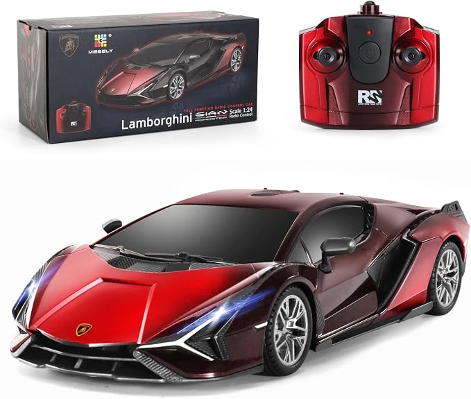 MIEBELY Lamboghini RC Car - 1:24 Scale Lambo Toy Car 2 X 3.7V 500mAh, Sián Fast Remote Control Car for Boys 8-12, Rc Race Model Birthday Gifts for Kids Adults Boys Girls Age 6-12 Year Old