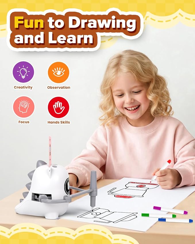 Drawing Robot Toy for Kids Ages 3 4 5 6 7 8, with 200 Cards, Voice Interactive Doodle Bot, Montessori Educational Painting Machine, Learning Art Toy for Boys Girls, Gift Idea