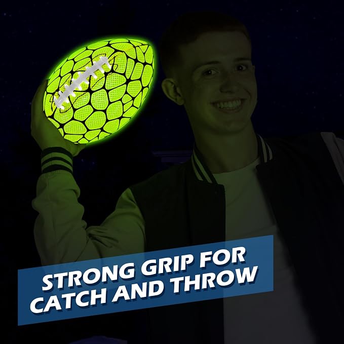 Jasonwell Glow in The Dark Football - Strong Grip Light Up Football Toy Stuff Gift Outdoor Sports Ball for Boys Kids Teen Junior Youth Adult Christmas Birthday Gifts for Ages 6-8 8-12 13+ Year Old