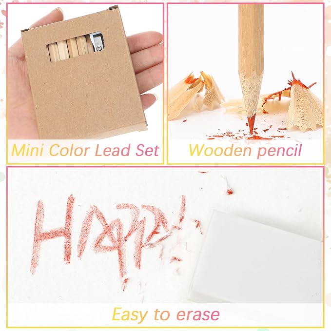 Sinload 12 Set Mini Colored Pencil Bulk for Kid 3.5in Colored Pencils for Coloring Drawing Bulk for Student Teacher 12 Color with Sharpener Eraser School Classroom Party Favors Gifts
