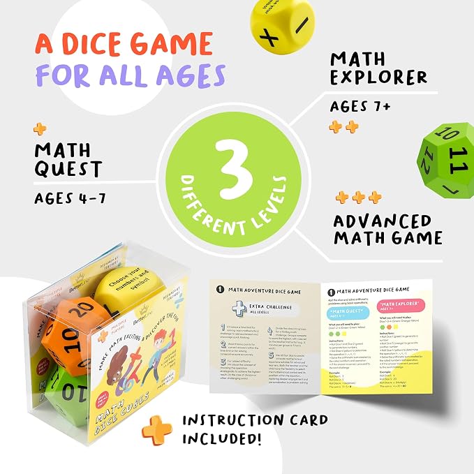 Math Dice Game for Kids, Teens, and Adults | Math Skill Game | Fun Educational Activity | Mental Math Game for Family Entertainment, Teachers and Learning | Engaging Brain Exercise for All Ages