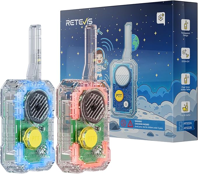 Retevis EZTalk 80 Walkie Talkies for Kids, Science Kits for Kids Age 8-12 STEM Toys Build Your Own Walkie Talkies Kits 6 7 9 10 12 Year Old Boy Girl Birthday Gift School DIY Electronics Experiments