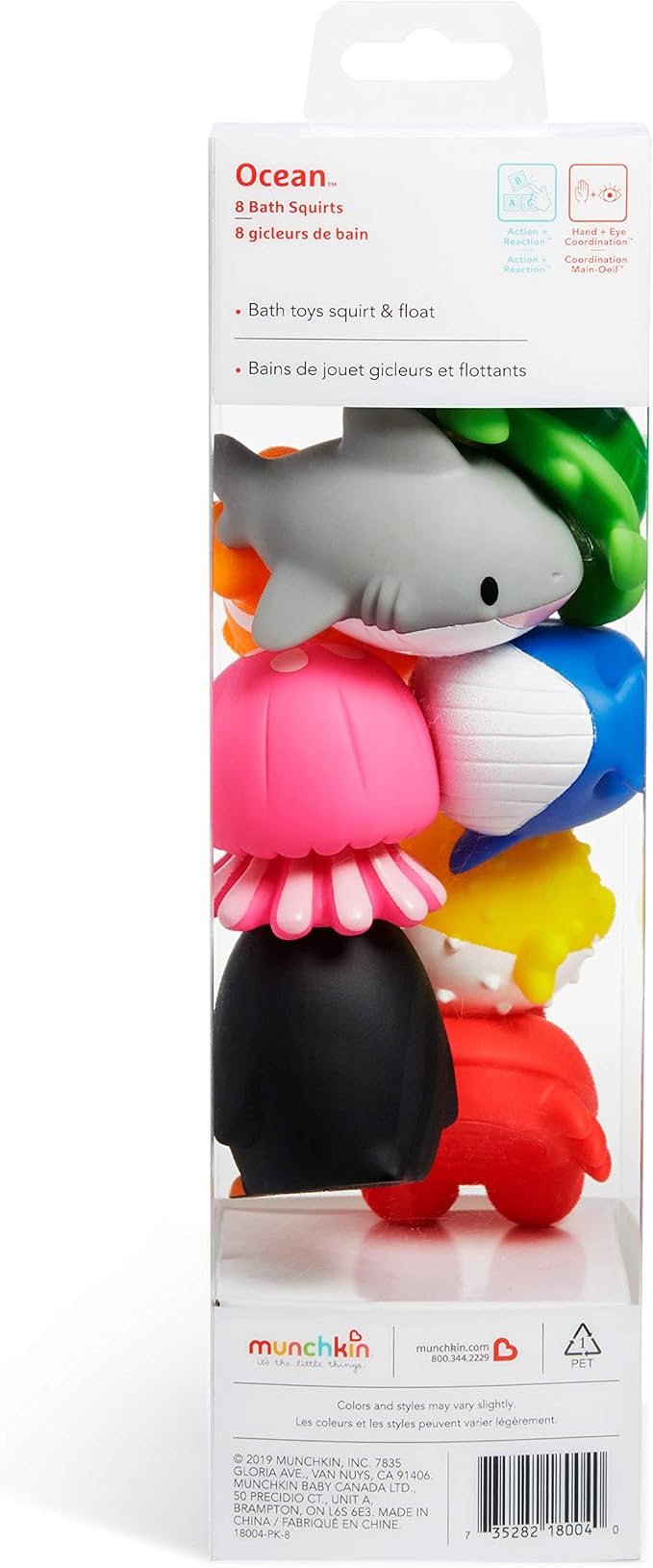 Munchkin Bath Toy Squirts, Ocean Sea Animal | 9 Months and Up | 16 Pack | For Babies and Toddlers