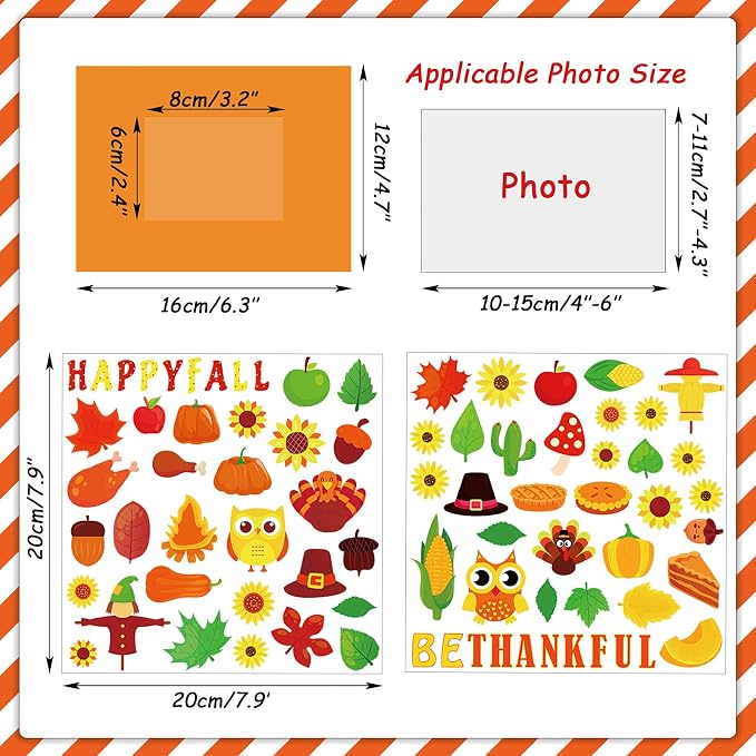chiazllta 30 Packs Fall Picture Frame Craft Kits for, DIY Thanksgiving Pumpkin Maple Leaf Turkey Craft Autumn Holiday Art Favor Home Class Game Activities