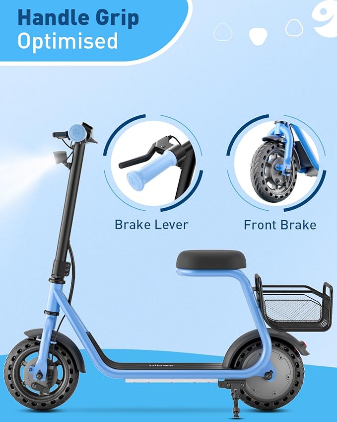 Hiboy Q2 Lite Electric Scooter for Kids with Seat for Ages 4-10, 5-Mile Range, 3-Speed Adjustable up to 9.3 MPH, Front Brake, LED Neon Lights