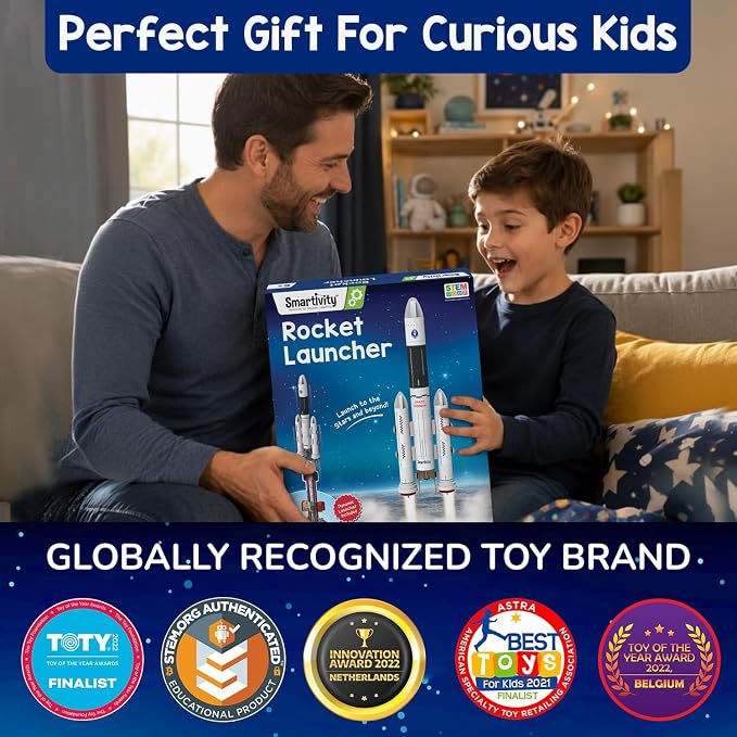 Smartivity DIY Rocket Launcher STEM Kit for Kids | 2025 Parents Choice Award Winner | Build Your Own Rocket & Launch it 10 Feet | Science Toy | Gift for Boys & Girls 6 7 8 9 10 11 12 Years Old