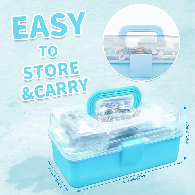 Bobbie Art Arts and Crafts Supplies for Kids- Ultimate Crafting Supply Carboodle in Portable 3 Layered Plastic Art Art Crafting Kit Birthday Gifts for Kids