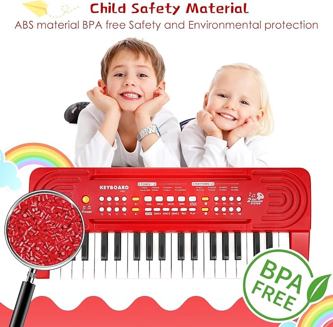 Toddler Kid Toy Piano Keyboard, 37 Keys Pianos Music Toys with Microphone