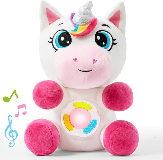 JOYIN Musical Unicorn Plush Baby Toy, Stuffed Animal with Music & Light, Baby Musical Soft Plush Toys for Infant Babies, Easter Birthday Gifts for Boys and Girls 6+ Months