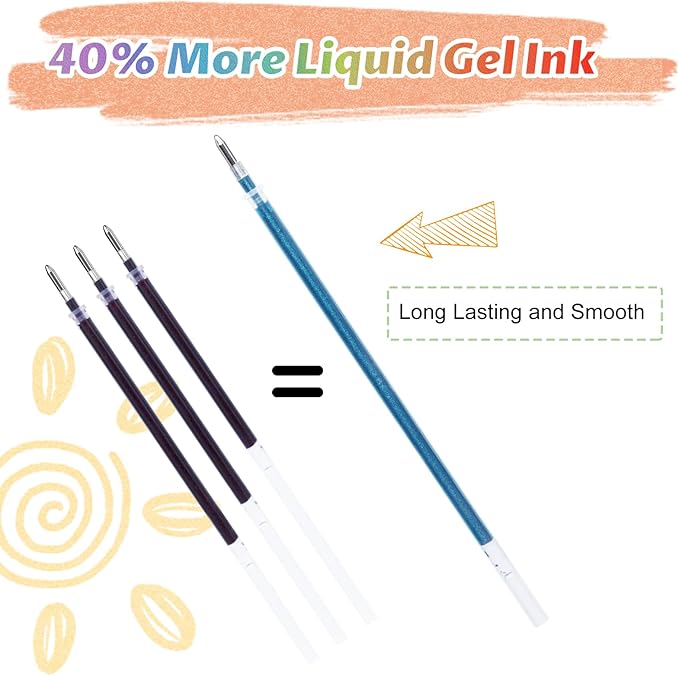 Aen Art Glitter Gel Pens with Case for Adult Coloring Books, 100 Color Glitter Pen Set 30% More Ink Neon Glitter Gel Marker for Journaling Crafting Doodling Drawing