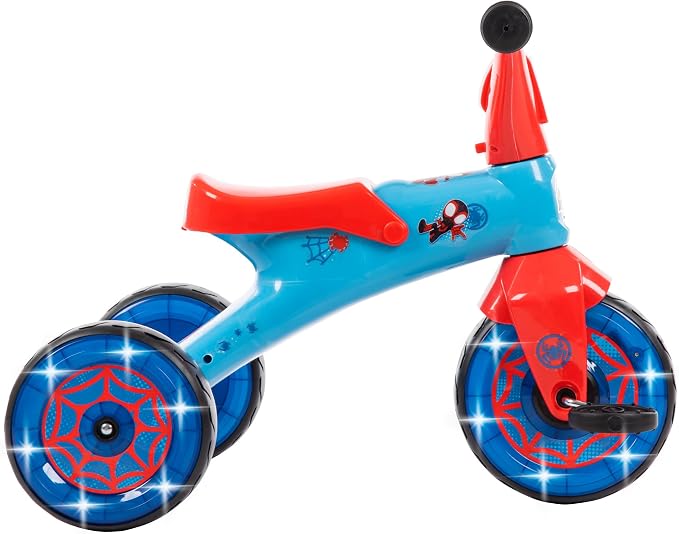 Huffy Marvel Spidey and His Amazing Friends Light Up Kids' Trike, Ideal for Ages 3+ Years Old, LED Light Feature, Under Seat Storage, Fun and Playful Design, Spider-Man