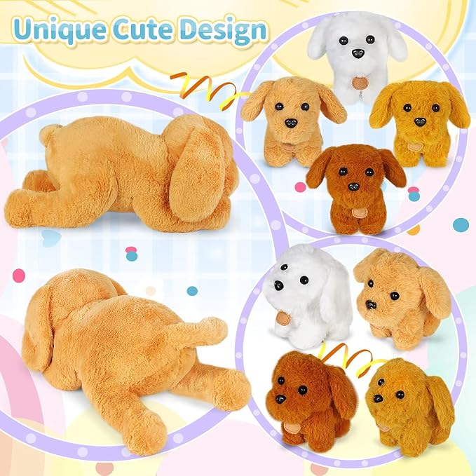KMUYSL Puppy Stuffed Animals Toys for Ages 0 1 2 3 4 5 6 7 8+ Years Old Kids - Mommy Dog with 4 Baby Puppies in Her Tummy, Idea Xmas Birthday Gifts for Baby, Toddler, Girls, Boys