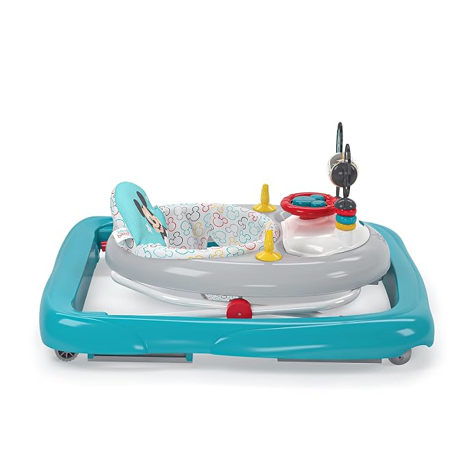 Bright Starts Disney Baby Mickey Mouse Original Bestie 2-in-1 Baby Activity Walker - Easy Fold Frame and Removable -Toy Station, 6 Months and up