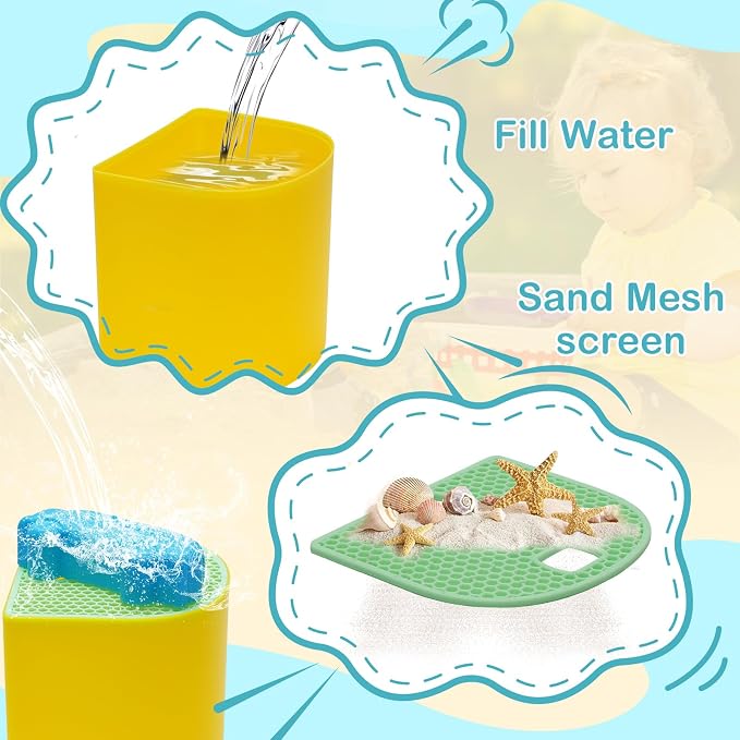 Beach Toy Set for Kids Sand Toys Summer Outdoor Play Beach Toy Bucket Shovel Rake molds for Toddlers Boys Girls Children