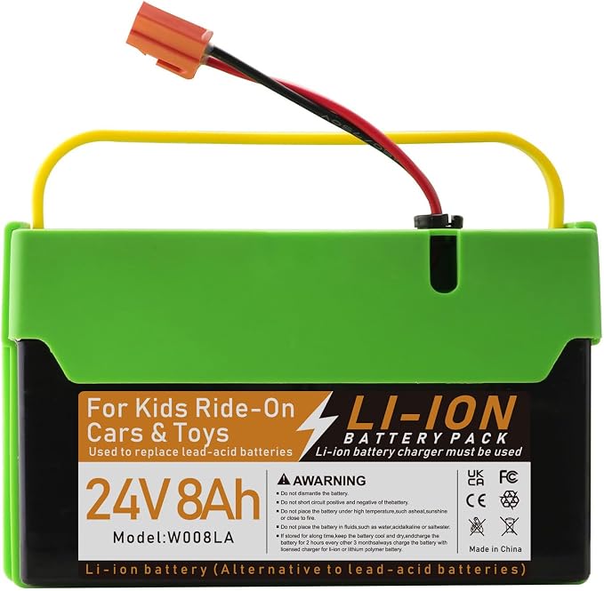 24V 8Ah Li-ion Rechargeable Battery, Replacement Battery Compatible with Best Ride on Cars Thunder UTV Kids Ride-On Car