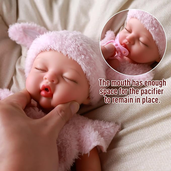 BABESIDE Silicone Baby Doll - 16 Inch (Weight 4 Lb) Reborn Baby Dolls Silicone Full Body Platinum Silicone Weighted Realistic Sleeping Newborn Lifelike Preemie Doll Gift Collectors & Kids Age 3+