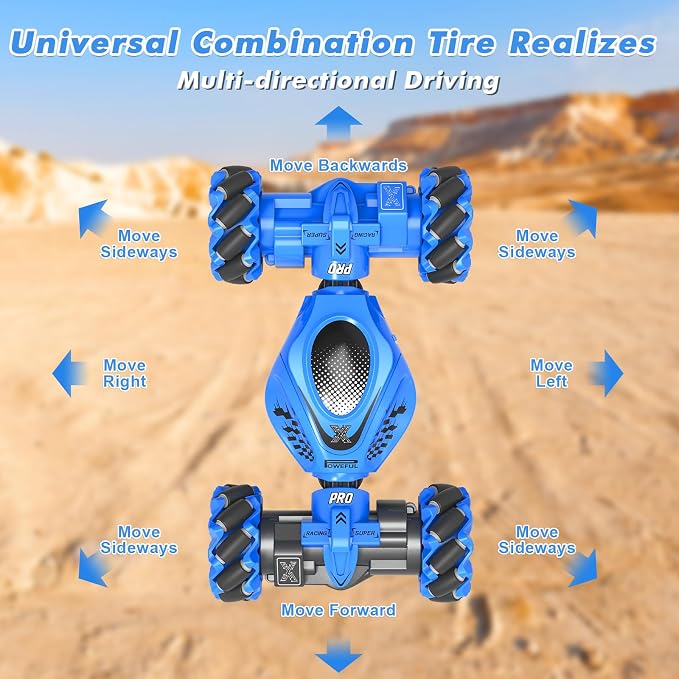 Fosgoit RC Car Gesture Sensing Stunt Car, Toys for Boys Girls 6-12, Best Gifts for Kids Boys 6 7 8 9 10 11 12 Years Old, 2.4GHz 4WD RC Toy Off-Road 360° Rotate All-Round Drift with Lights Music