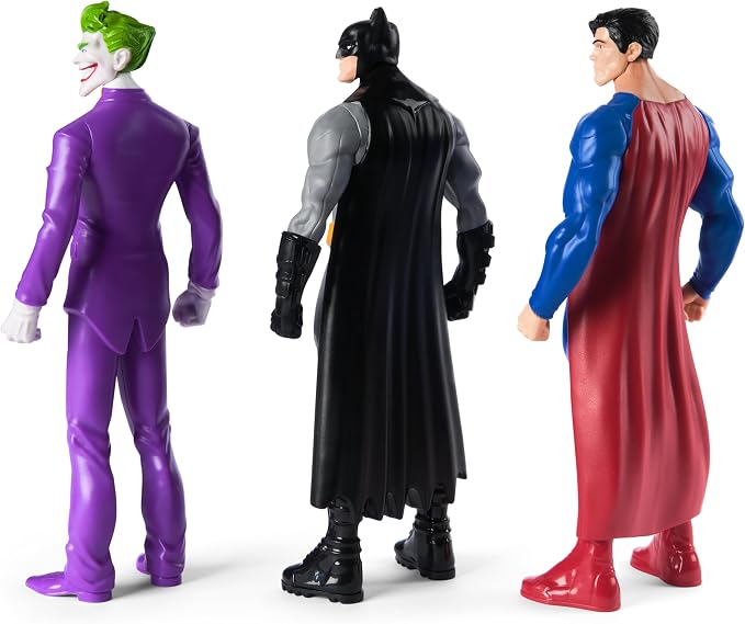 DC Comics Superhero Action Figure Toy: Batman, Superman, and The Joker Gift Set (9.5 Inch, 3 Point Articulation) - Justice League Action Figure Gifts for Men, Boys & Girls