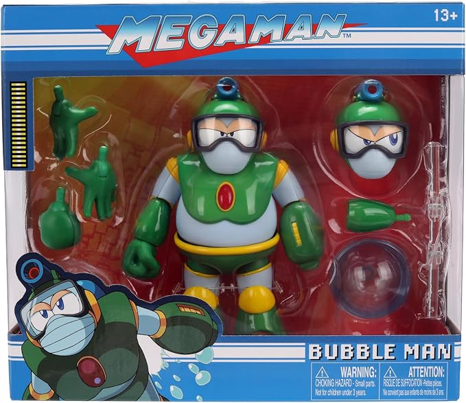 Jada Toys Mega Man Wave 3 Bubble Man Action Figure 1:12 Deluxe Scale 6" Tall, Fully Articulated, Collector Packaging