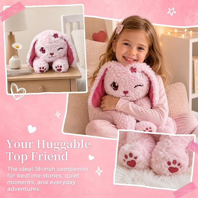 Weighted Stuffed Animal Dog, 18" Weighted Plush Dog 2.6 lbs, Cute Pink Puppy Plush Toy, Soft Kawaii Stuffed Animal for Kids Adults, Bedtime Cuddles & Gifts