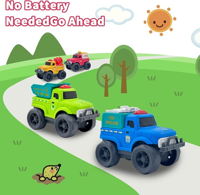Aigitoy Toddler Car Toys for Boy Girl 1-3 Year Old, Red Fire Truck, BPA Free, Phthalates Free, PVC, Recycled Plastic, Toddlers Toy for Fine Motor Skills, for Boys Girls