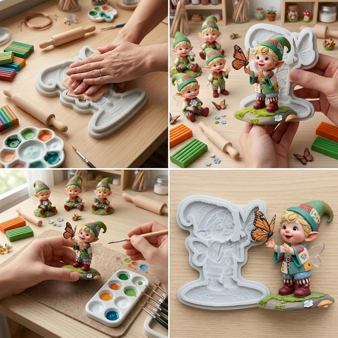 Elf Boy Polymer Clay Mold Butterfly Fairy Silicone Molds for DIY Craft Epoxy Resin Casting Polymer Clay Tools Crafts Air Dry Jewelry Making