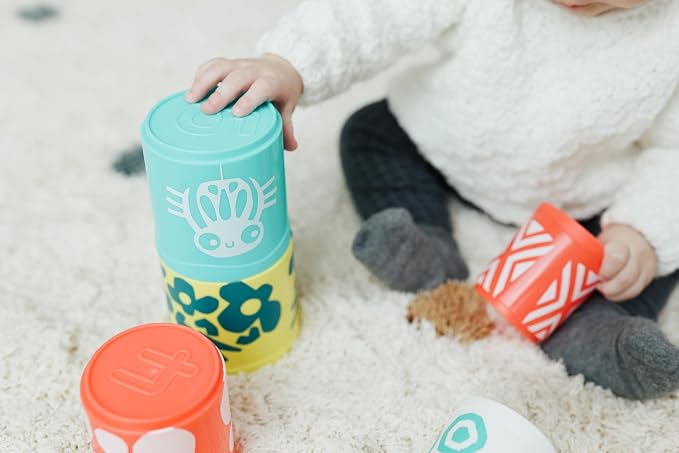 Miniland Feel to Learn Stacking Cups for Infant and Toddlers. 6 ECO Pieces for Visual and Hand-Eye Stimulation